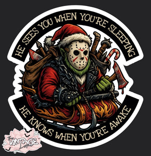 Jason Voorhees Santa Claus grinch Vinyl Sticker