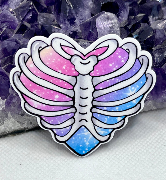 Skeleton Heart Vinyl Sticker
