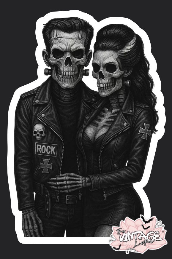 Skeletal Frankenstein and Frankenstein’s bride Vinyl Sticker