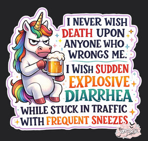 Grumpy Unicorn Vinyl Sticker
