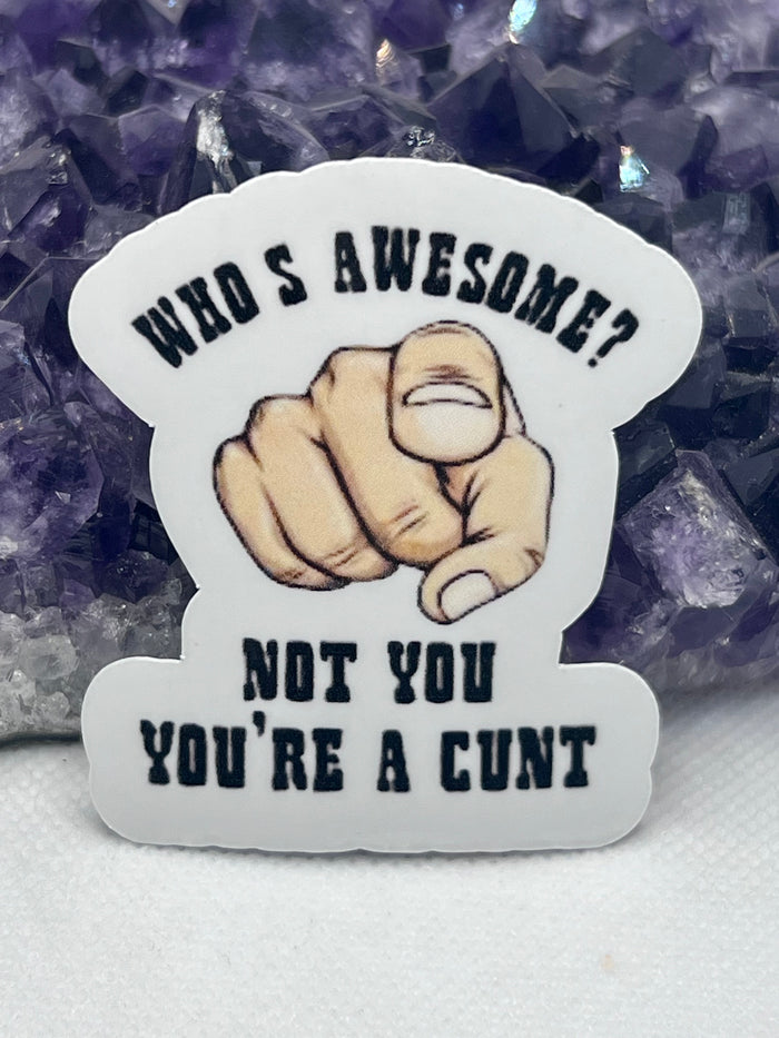 “Who is awesome? Not you you’re a cunt” Vinyl Sticker