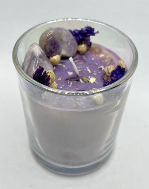 Natural Stone & Dried Flowers Candle in Love Spell