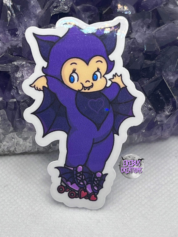 Skating Bat Kewpie Sticker