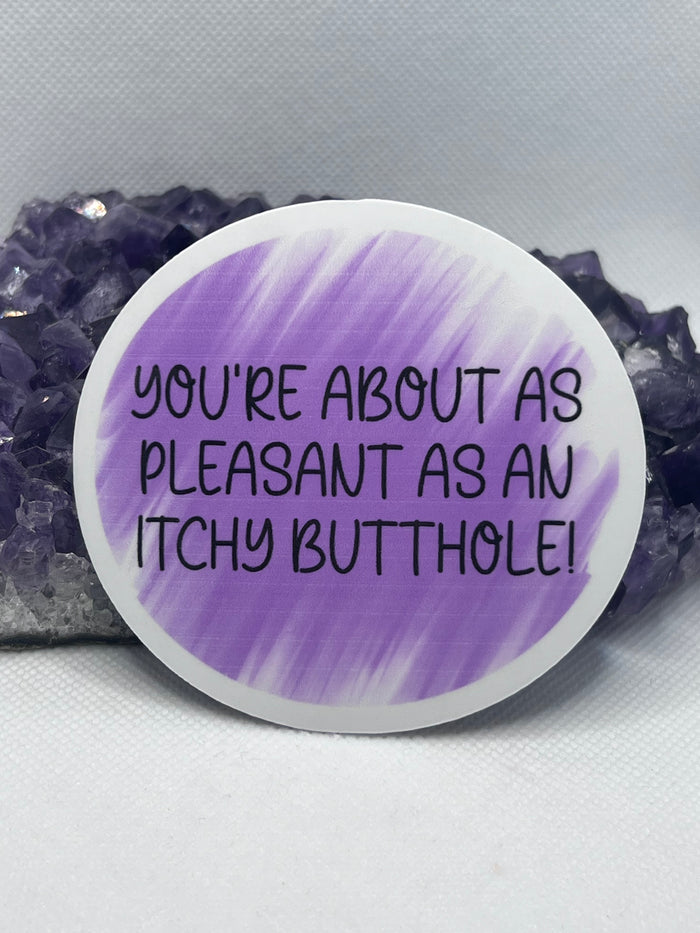 “you’re about as pleasant as an itchy butthole” Vinyl Sticker