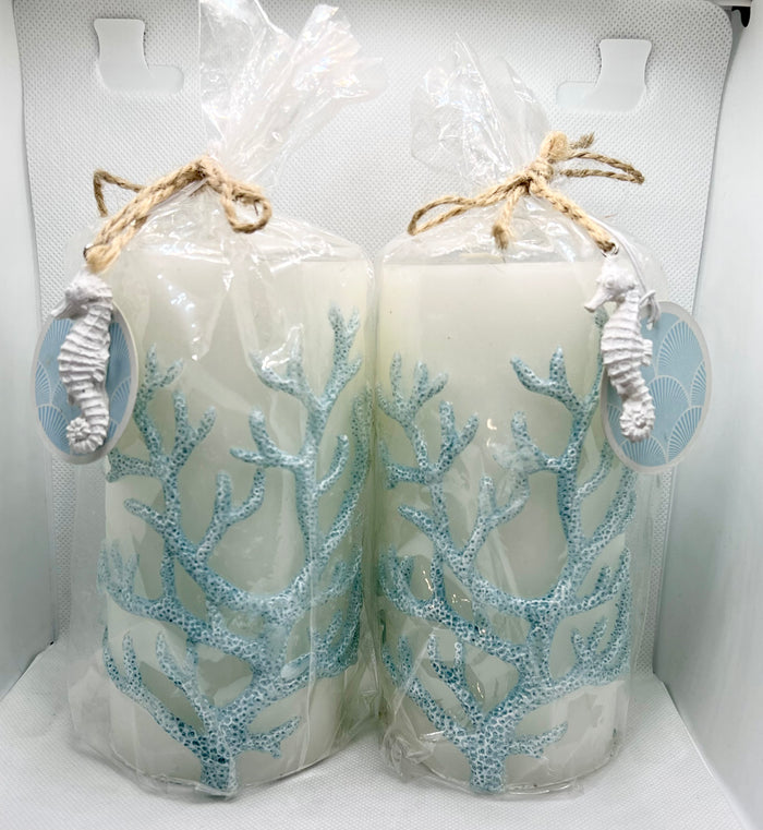 Ocean Coral Candle Set of 2