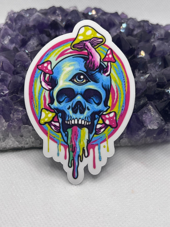 Trippy Skull Vinyl Sticker