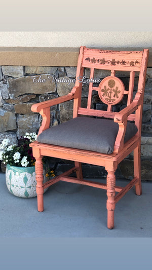 Vintage Coral Distressed Chair