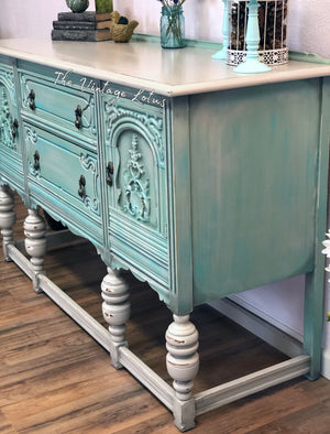Stunning “Ruffled Elegance” Buffet Sideboard