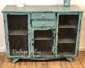 Distressed Farmhouse Blue Credenza
