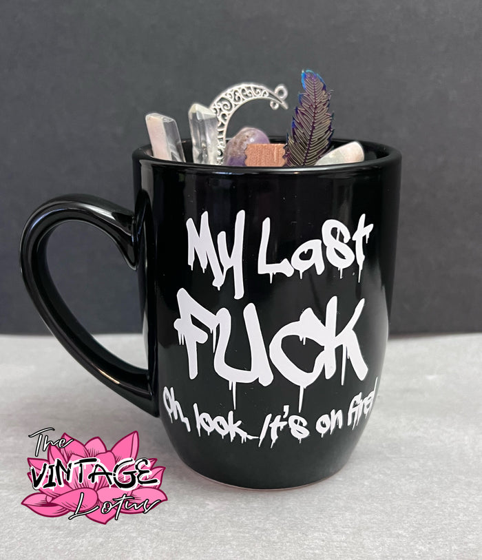 “My Last Fuck” Crystal & Natural Stone Soy Candle w/ Wood Wick in Vanilla