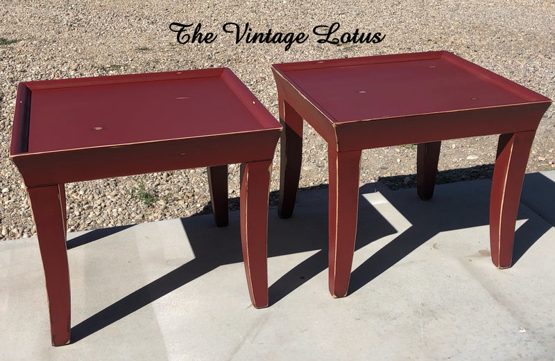 Rustic Barn Red Side Tables – THE VINTAGE LOTUS