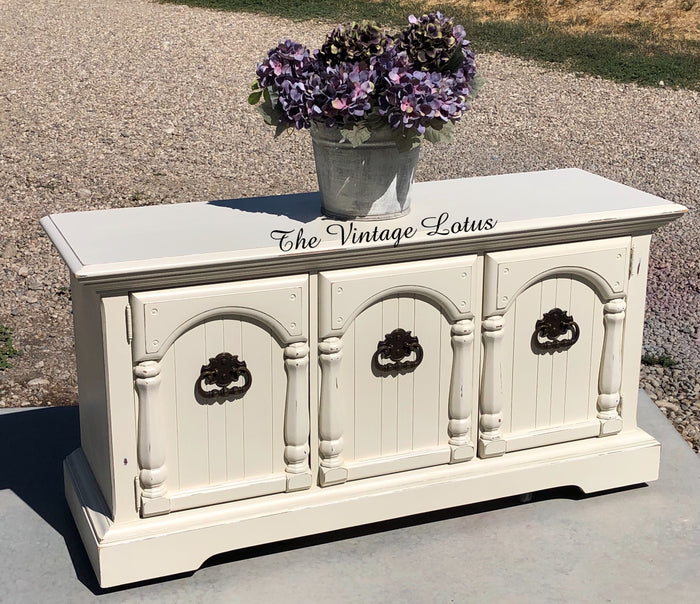 Custom Cream Farmhouse Buffet Stand