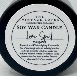 Crystal & Natural Stone Soy Candle w/ Wood Wick in Love Spell