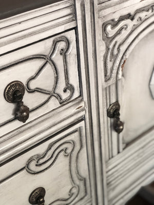 Custom White Antiqued Buffet