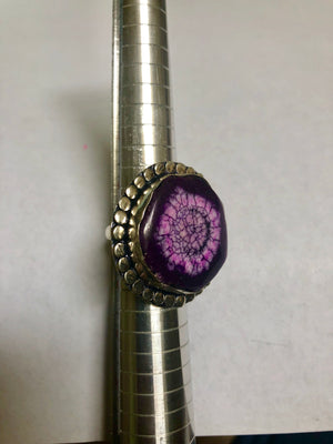 Sterling Silver Purple Geode Ring