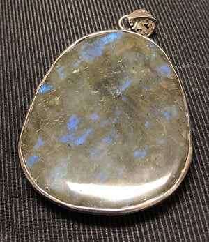 Rare Labradorite Hand Carved Buddha Pendant