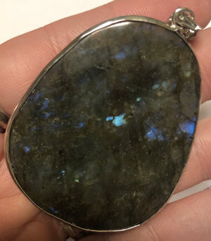 Rare Labradorite Hand Carved Buddha Pendant