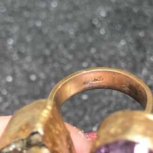 Unique Vintage Amethyst Dalmatian Stone Ring