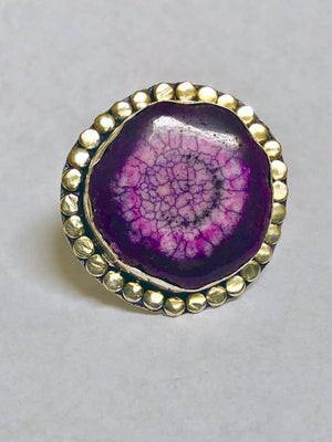 Sterling Silver Purple Geode Ring